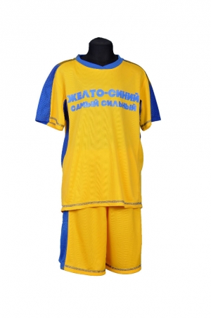 Спортивная форма – Спортивная форма синтетическая желто-синяя с надписью «Желто-синий — самый сильный»