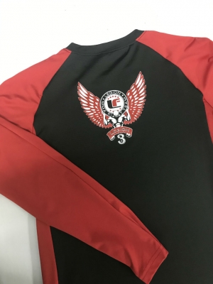 Спортивная футболка синтетическая с длинным рукавом черно-красная для «Legion MMA Team» (вид сзади)