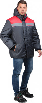 Куртка мужская «Райт» утеплённая (тёмно-серый с красным)