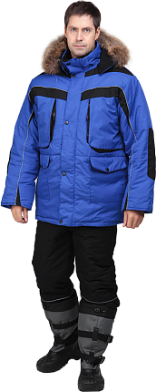 Куртка мужская «Диксон» утеплённая (синяя с чёрной отделкой)