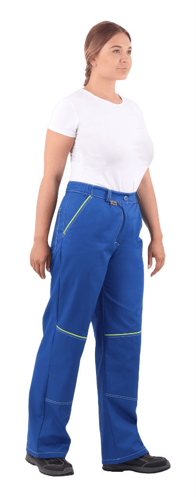 «Турбо» – брюки рабочие женские летние василькового цвета (вид полубоком спереди)