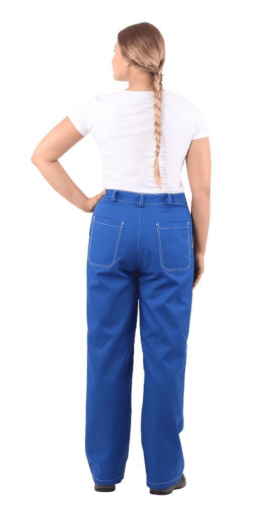 «Турбо» – брюки рабочие женские летние василькового цвета (вид сзади)
